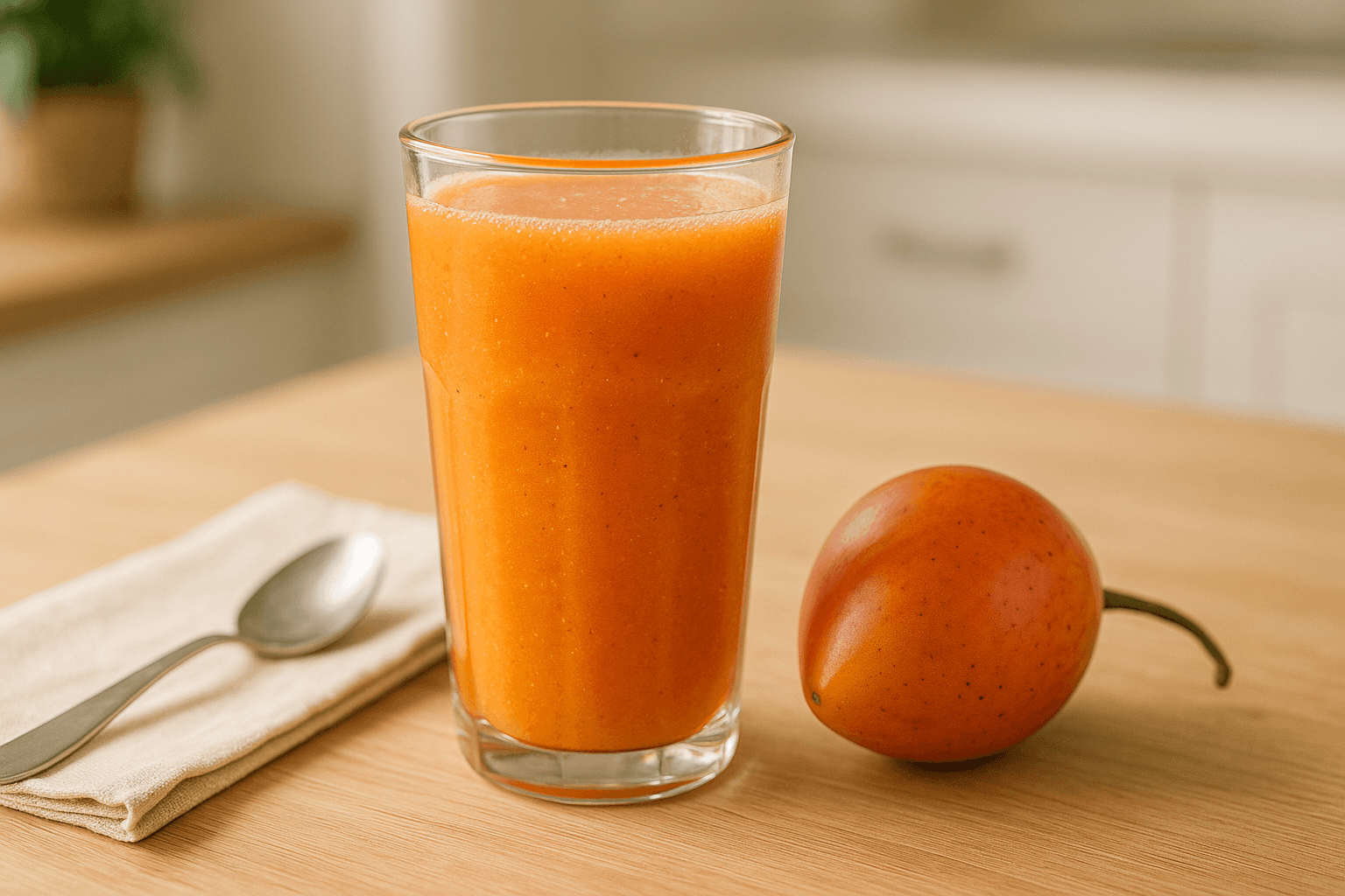 Plato de Jugo de Tomate de Árbol Refrescante y Nutritivo