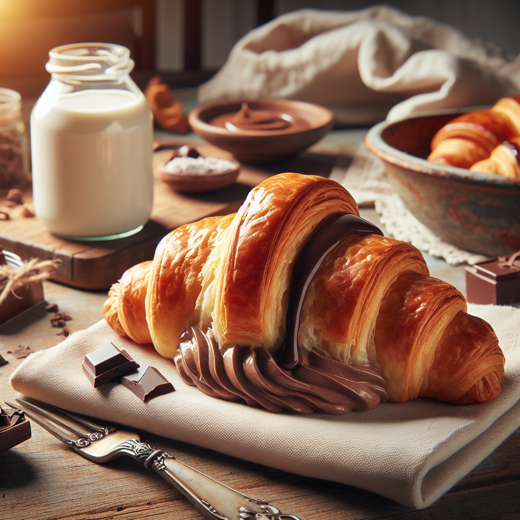 Croissant Relleno de Crema de Chocolate Casera