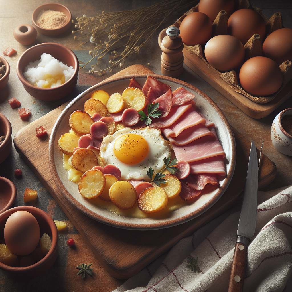 Sartenada de Patatas, Jamón y Huevo