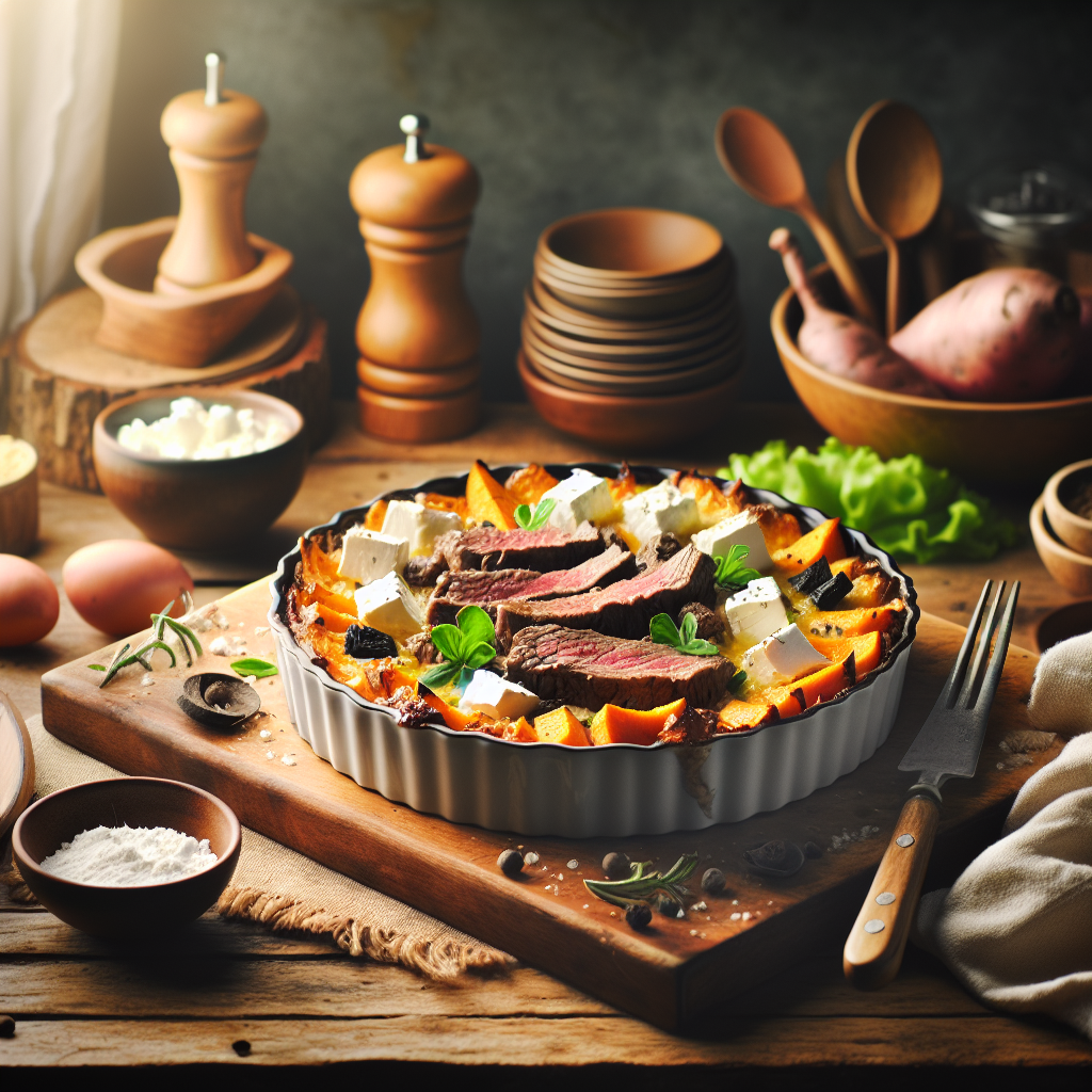 Gratinado de Ternera, Batata y Queso Feta