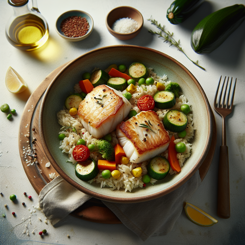 Medallones de merluza congelados con arroz y verduras