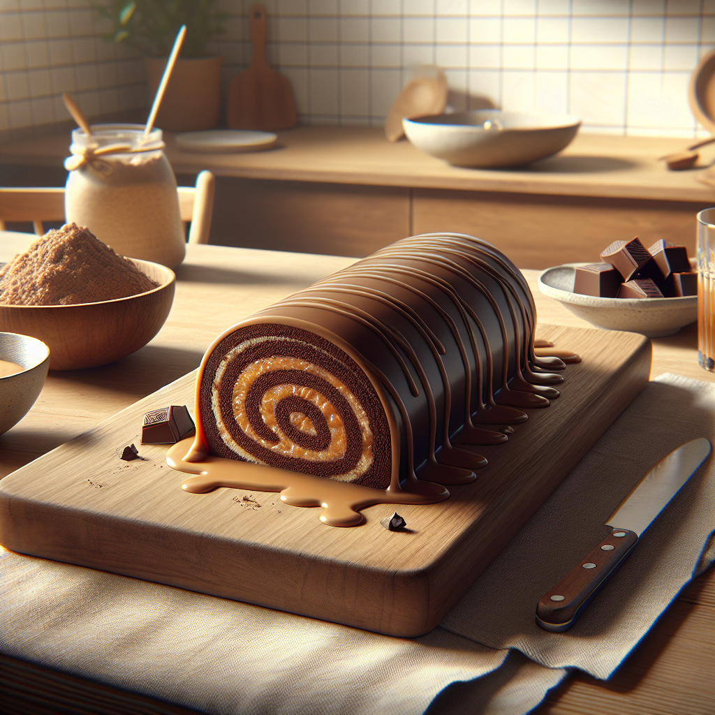 Arrollado de Chocolate Relleno de Dulce de Leche