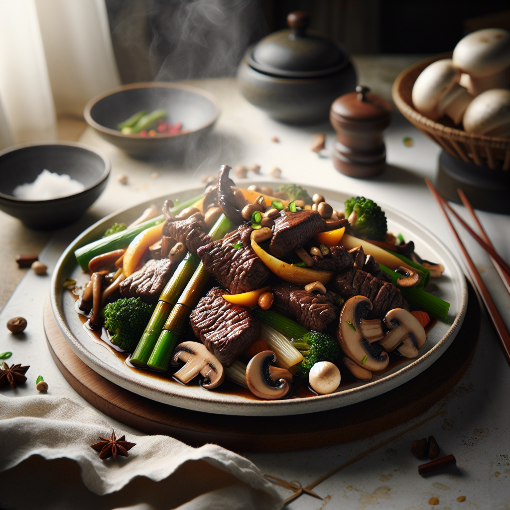 Ternera con Bambú y Setas al Estilo Oriental