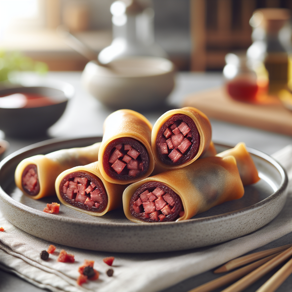 Rollitos de primavera rellenos de morcilla que sorprenden