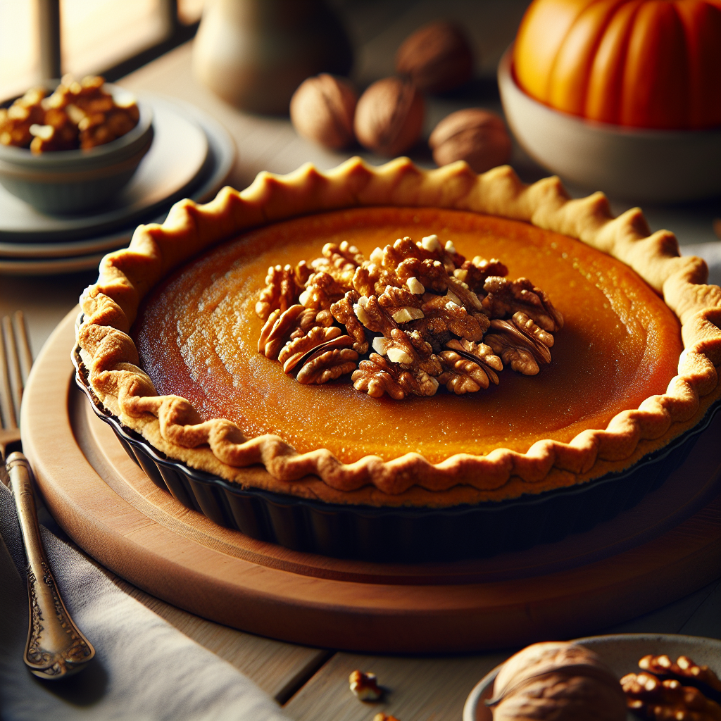 Delicioso pastel de calabaza con nueces crujientes