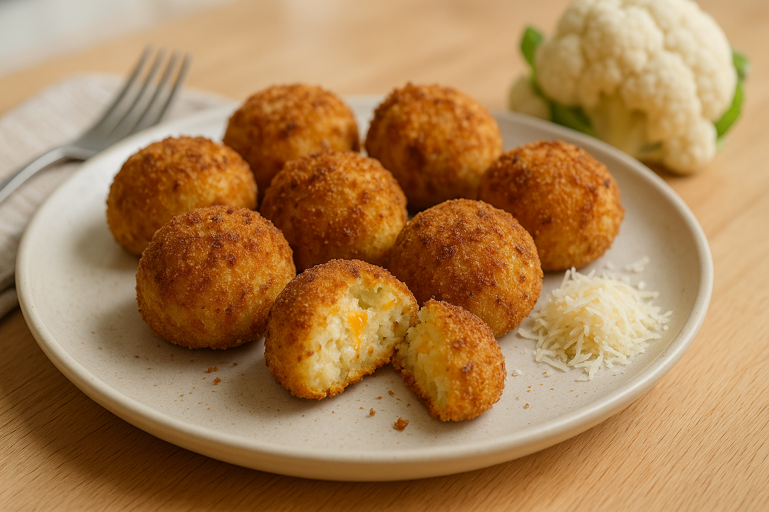 Croquetas de Coliflor con Cheddar y Parmesano en la Freidora de Aire