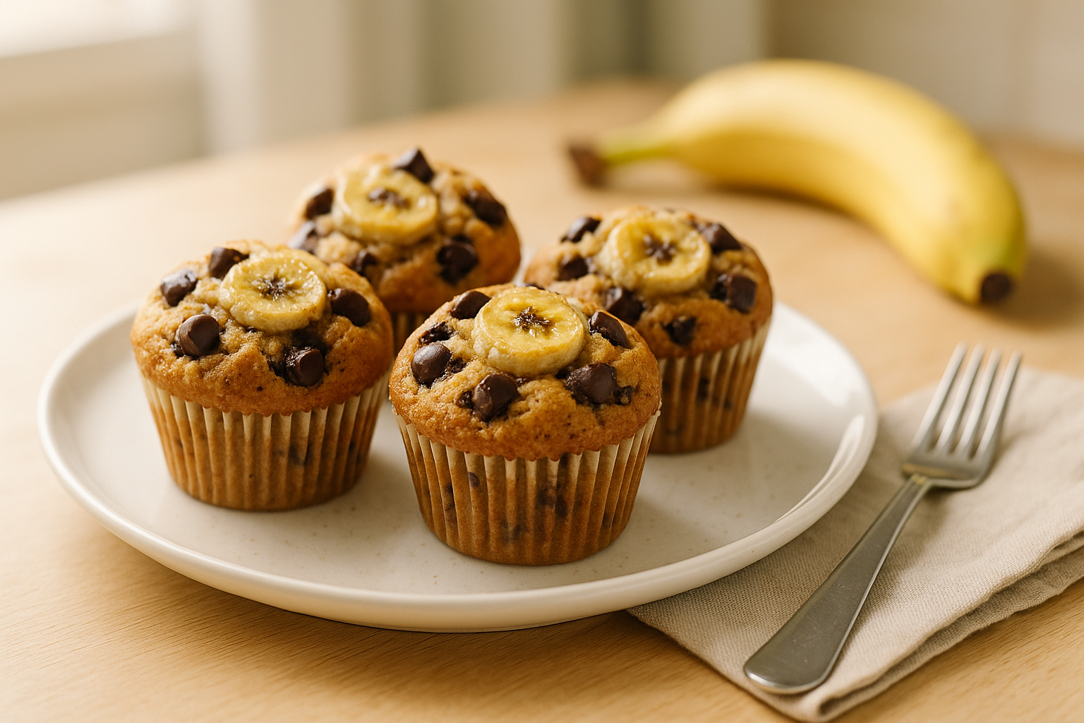 Muffins de plátano y chocolate irresistibles en air fryer