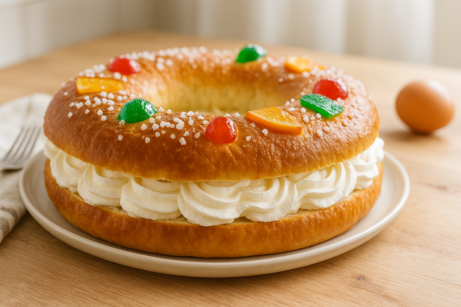 Roscón de Reyes relleno de nata irresistible