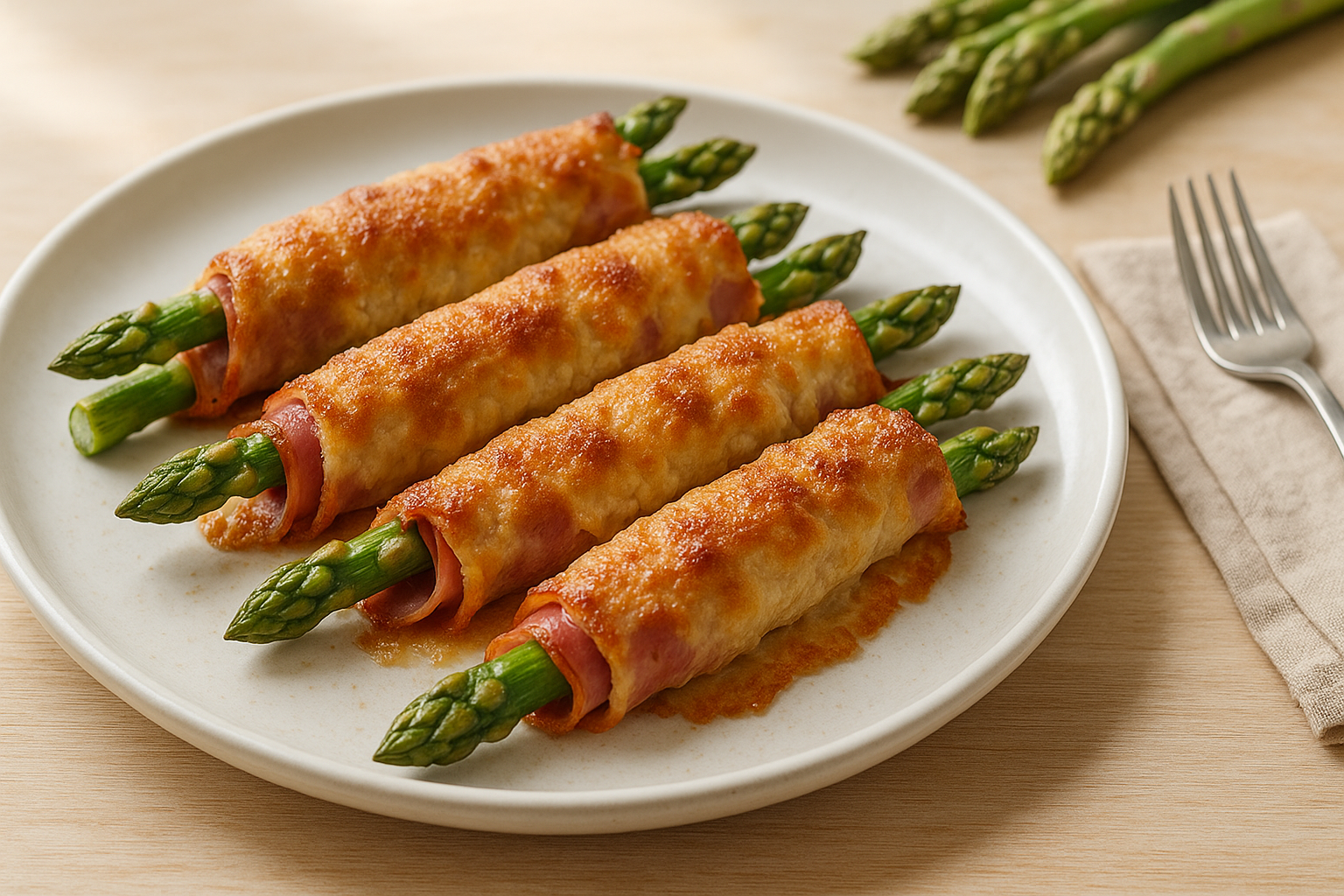 Rollitos de Espárragos con Jamón y Queso Crujientes en Freidora de Aire
