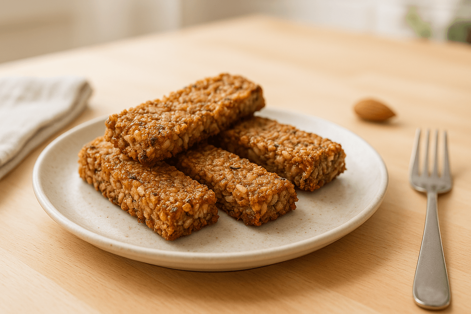 Plato de Barritas de muesli crujientes en air fryer