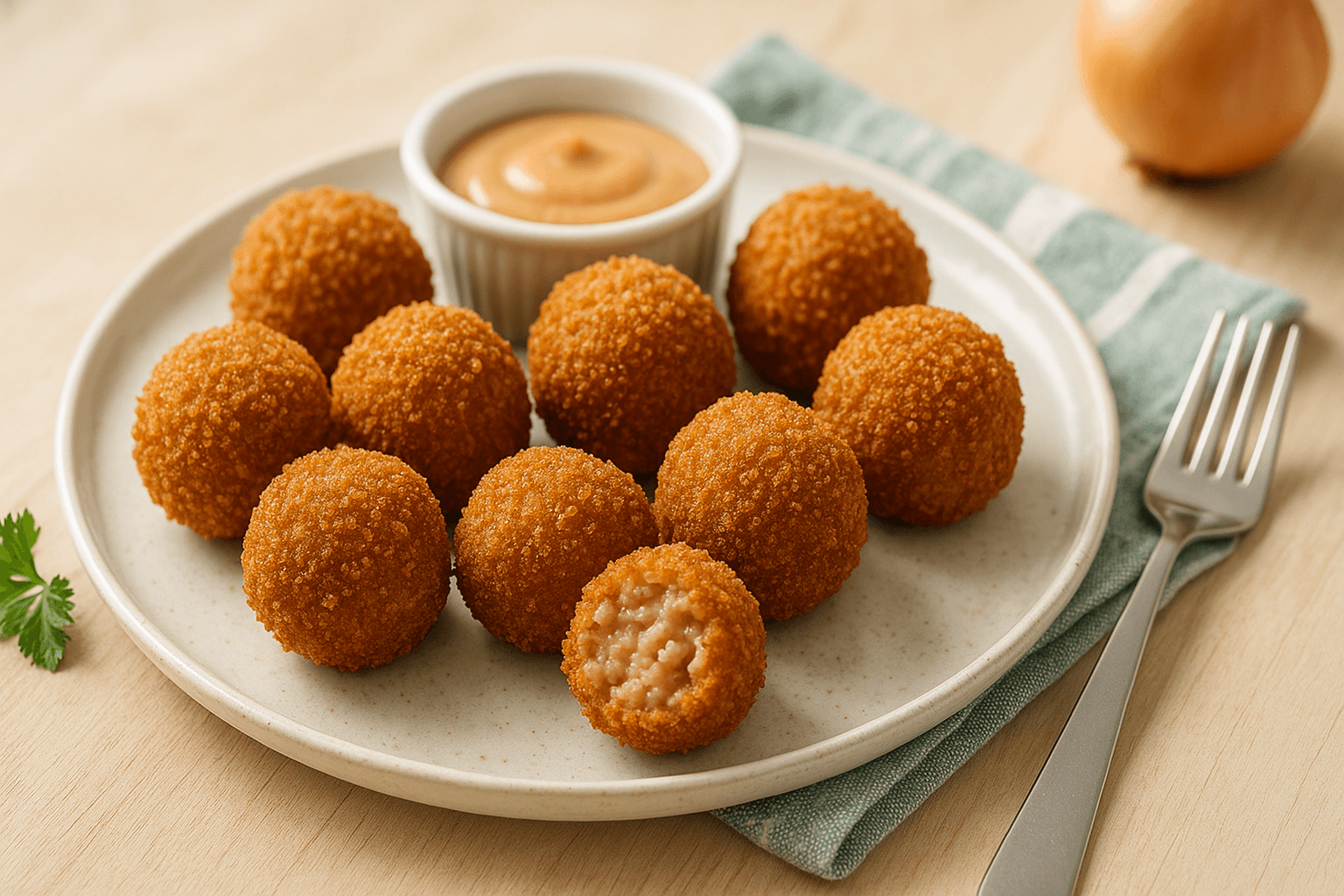 Plato de Bitterballen holandesa crujiente en air fryer