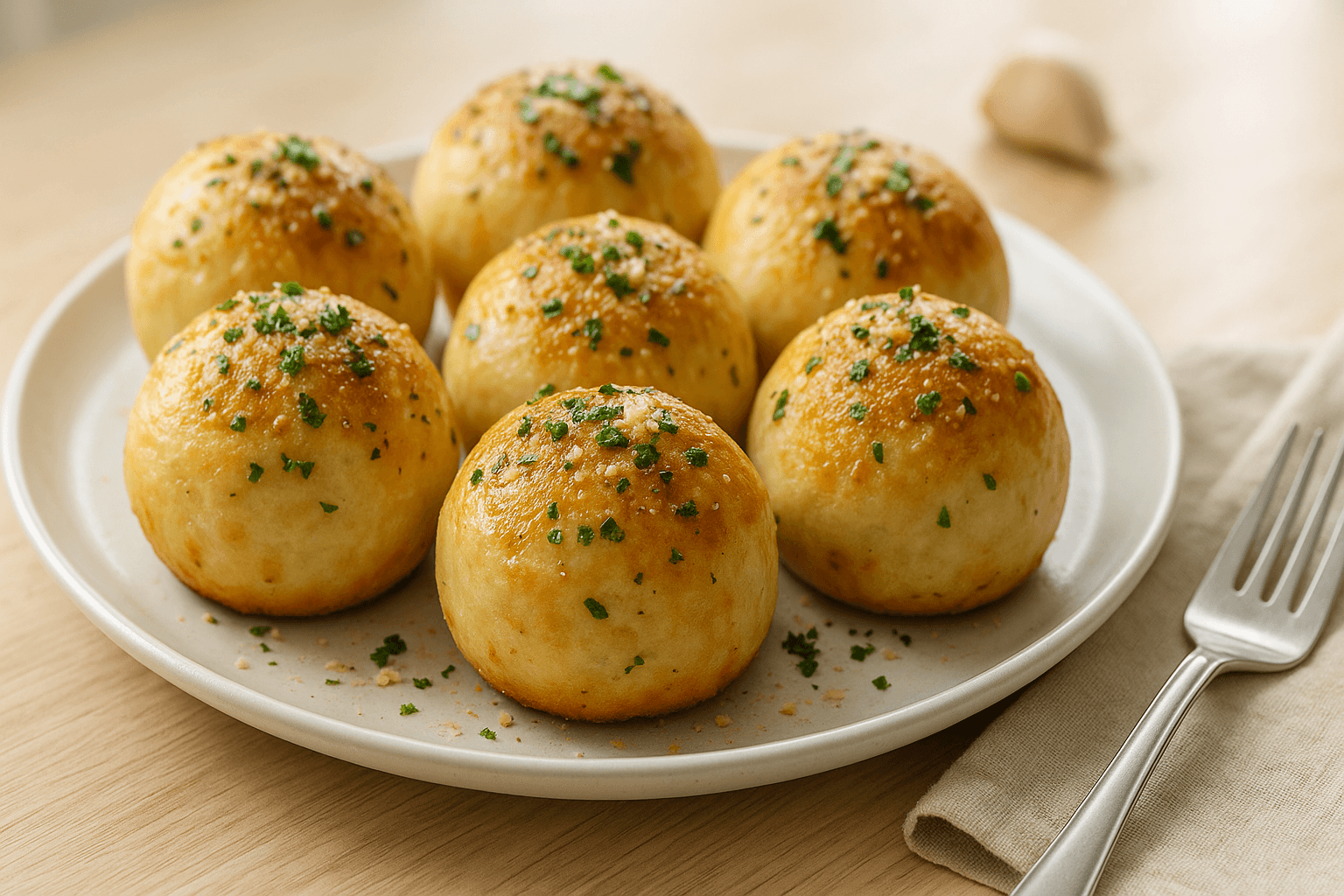 Plato de Bollitos de ajo irresistibles en air fryer