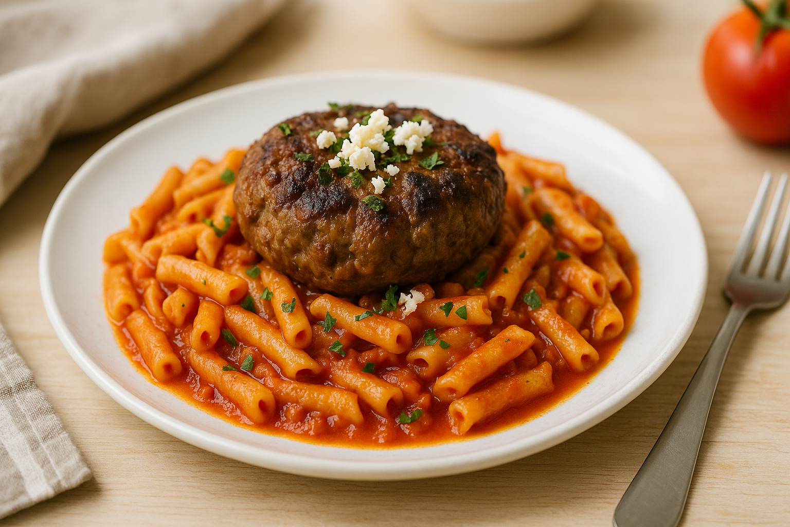Bifteki Griego con Pasta de Tomate: Un Viaje de Sabores