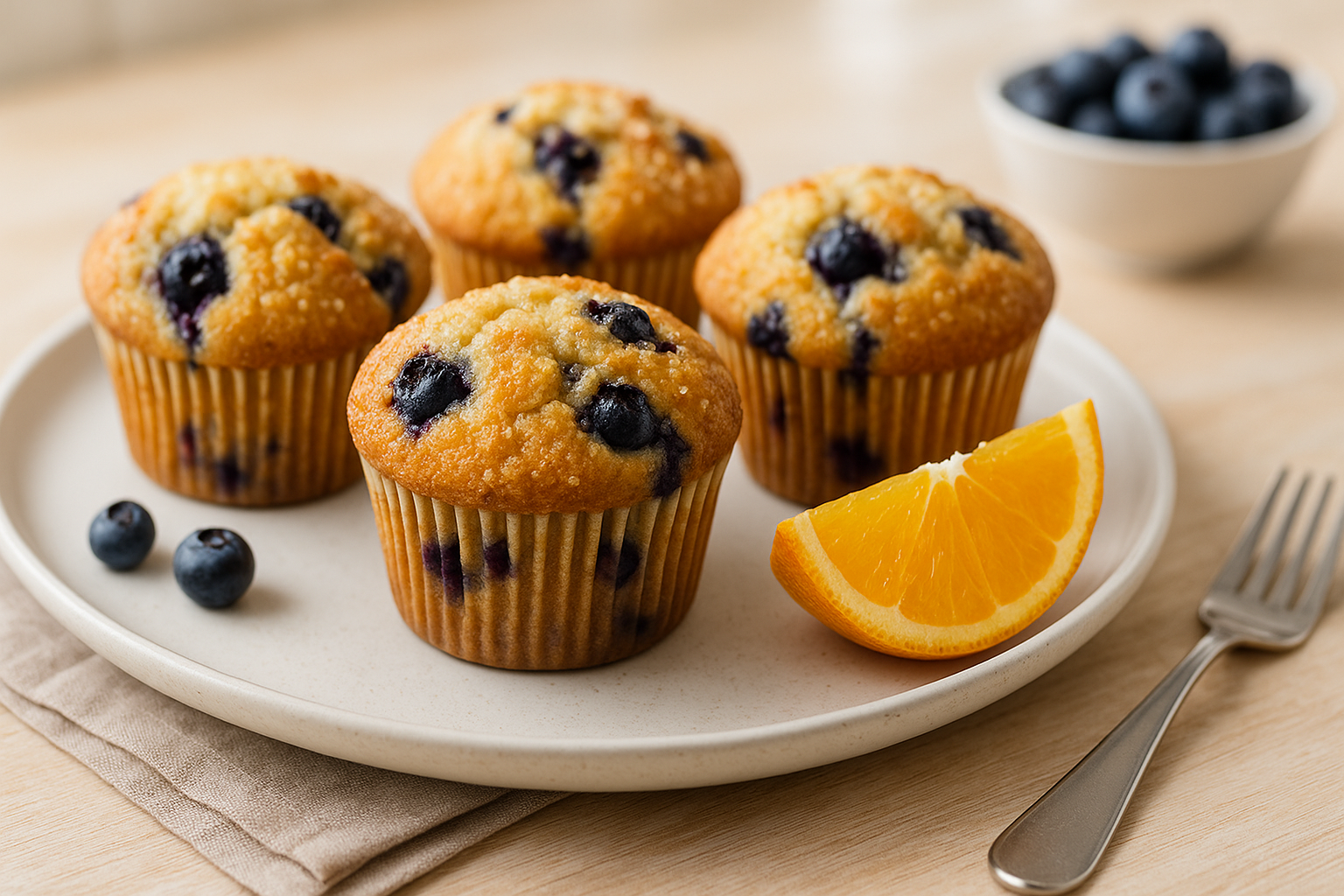 Muffins de arándanos y naranja en air fryer irresistibles