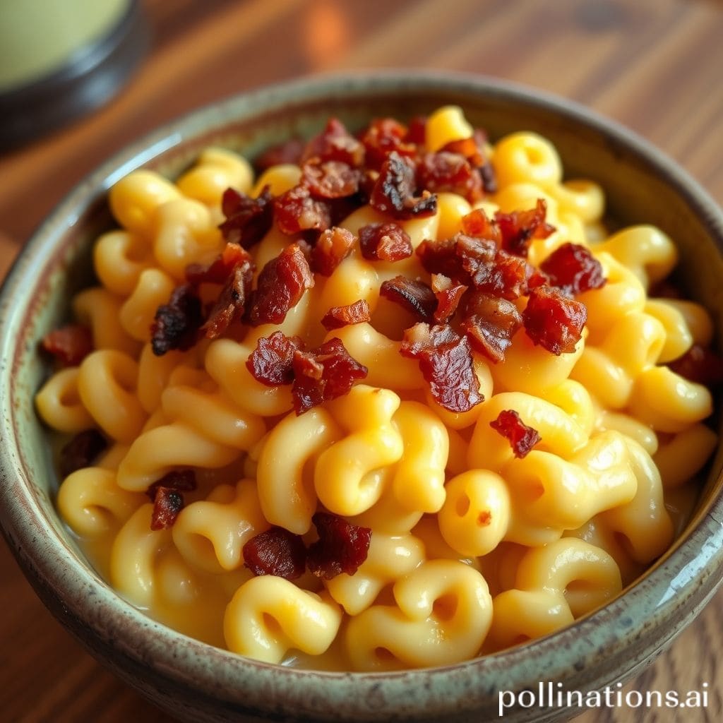 Plato de Mac and Cheese Saludable con Bacon y Verduras