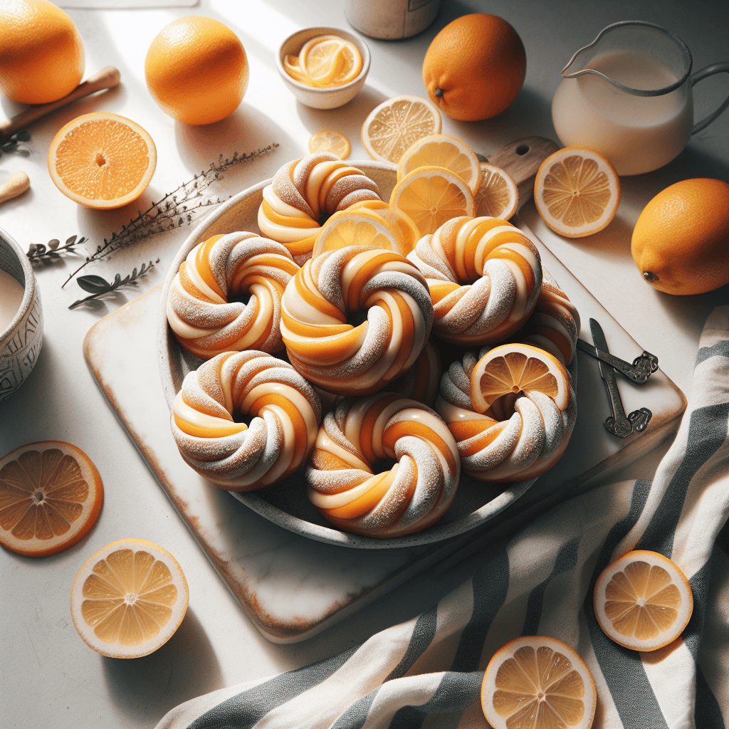 Plato de Rosquillas Enroscadas de Naranja y Limón