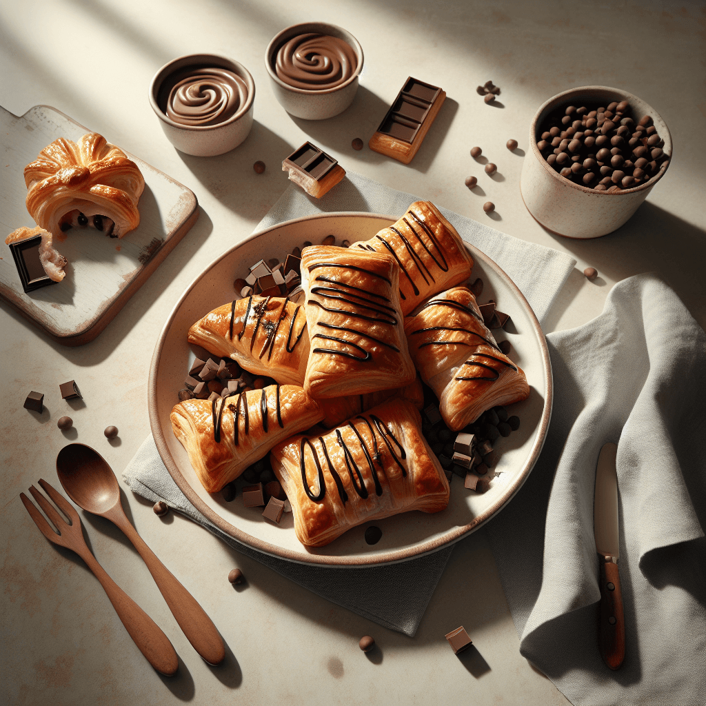 Plato de Napolitanas de hojaldre y chocolate