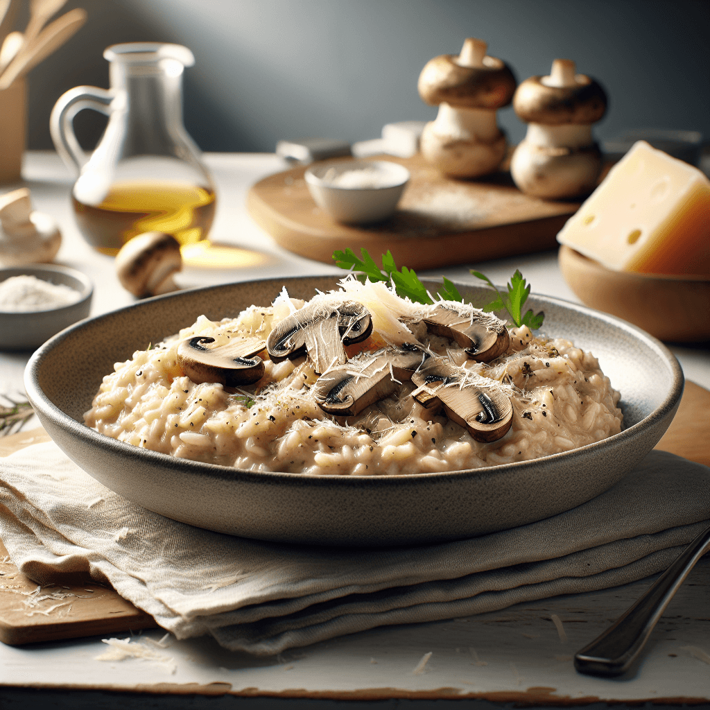 Plato de Risotto de Setas Cremoso con Parmesano