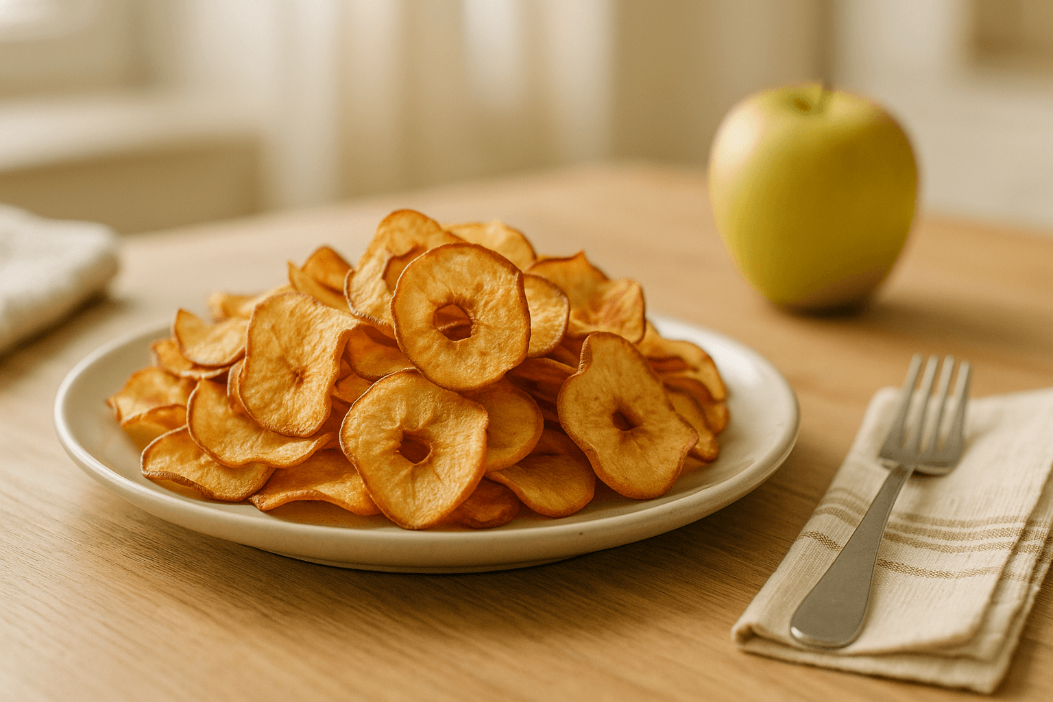 Plato de Crujientes Patatas Fritas de Manzana en Air Fryer