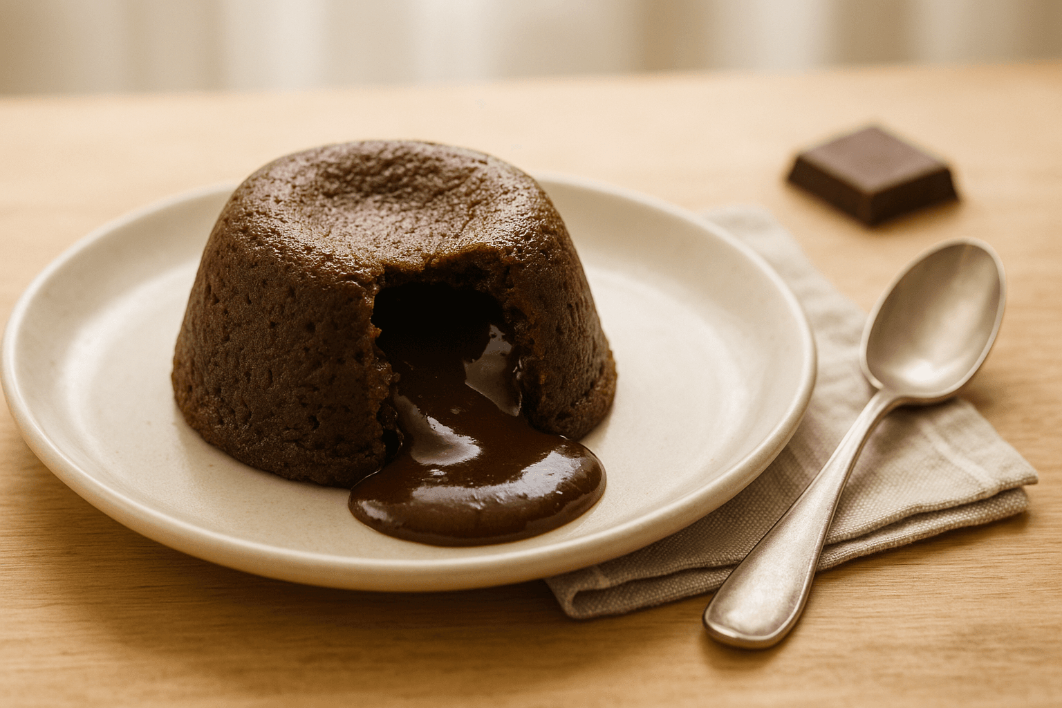 Plato de Pudin de chocolate cremoso que derrite corazones
