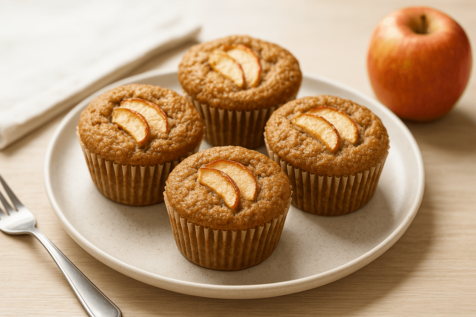 Plato de Muffins integrales de manzana irresistibles en air fryer