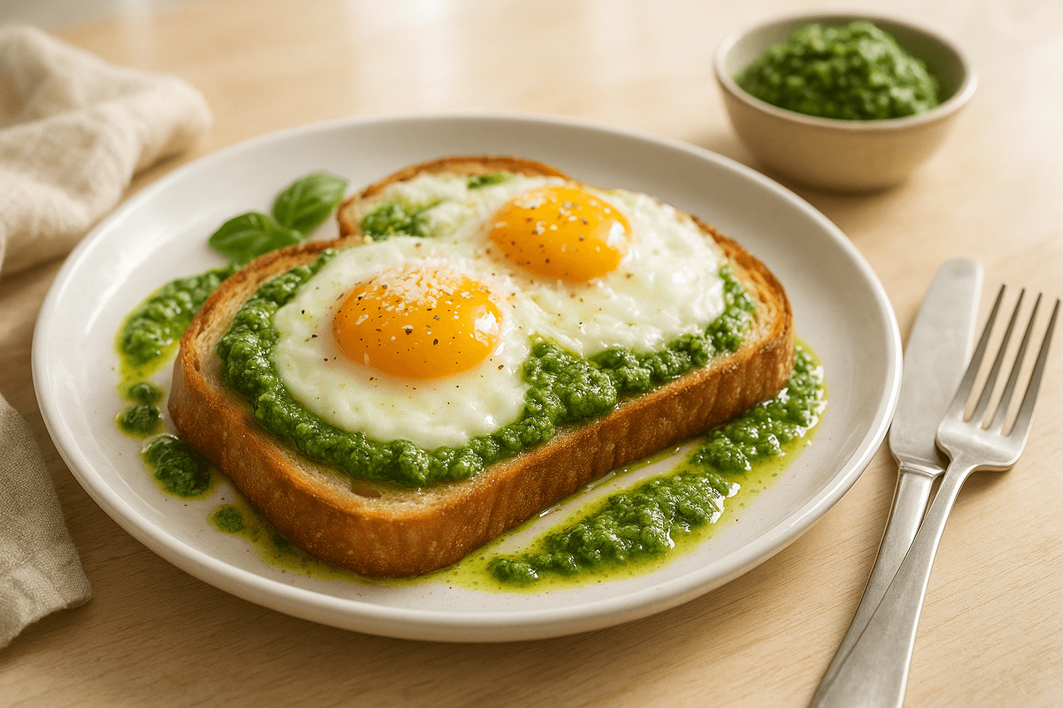 Plato de Huevos al pesto: Un desayuno gourmet en minutos