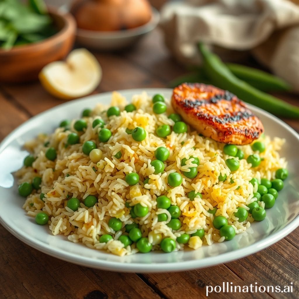 Plato de Arroz con Guisantes y Pollo al Limón