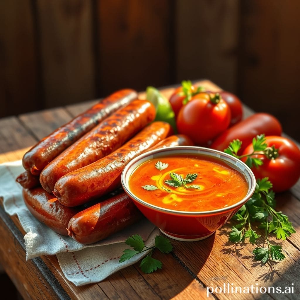 Plato de Salchichas con Gazpacho y Ensalada de Quinoa