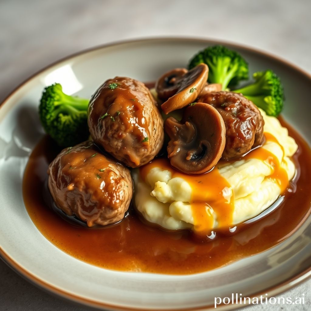 Albóndigas a la Francesa con Parmentier de Patata, Champiñones y Brócoli