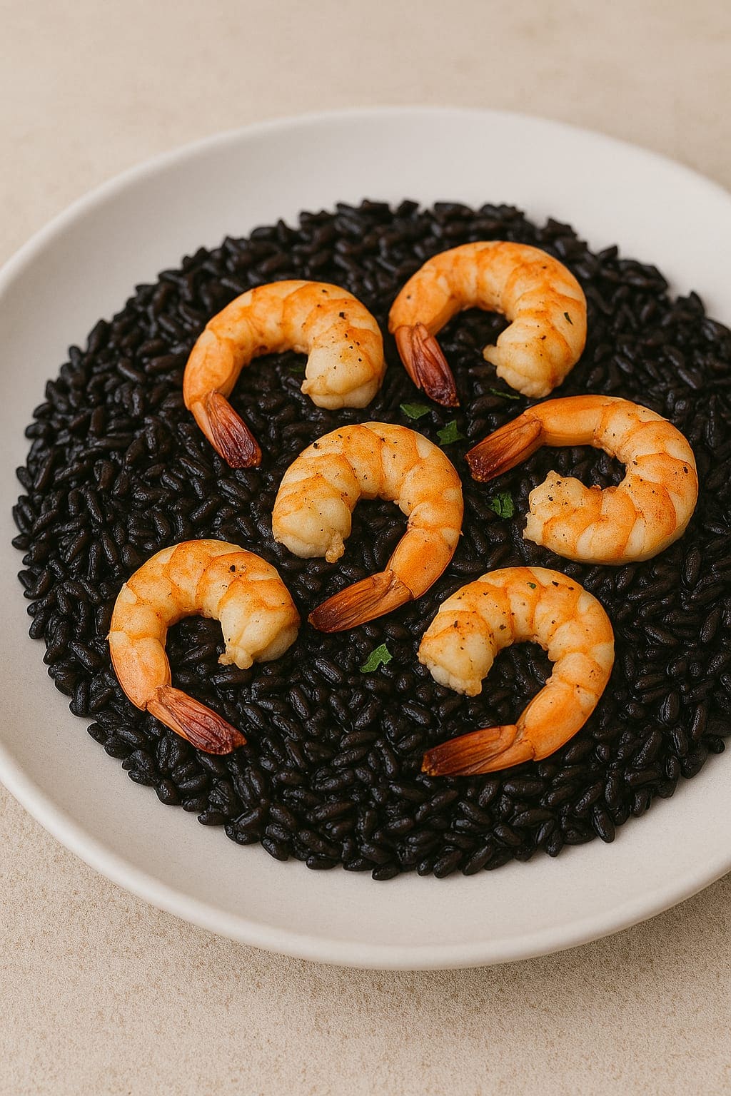 Plato de Arroz Negro con Langostinos