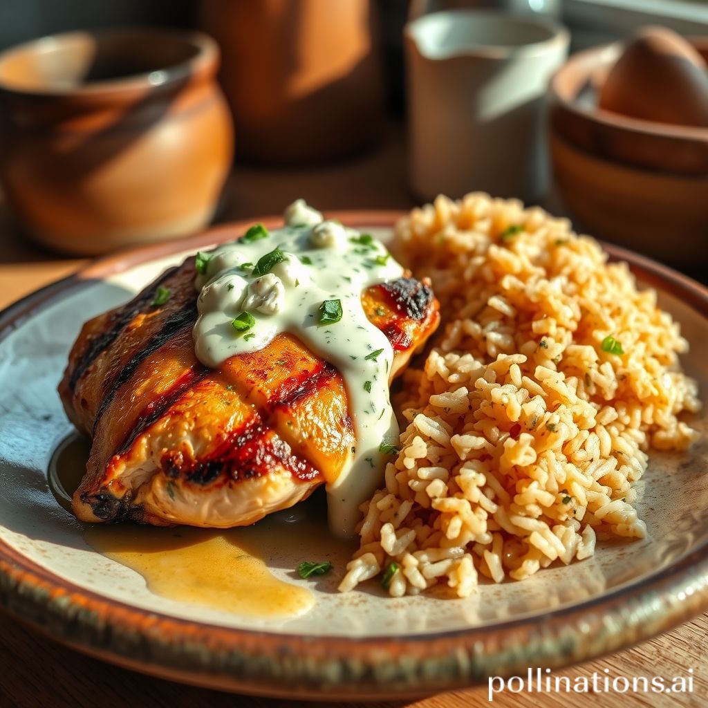 Pollo en Salsa Roquefort con Arroz Integral
