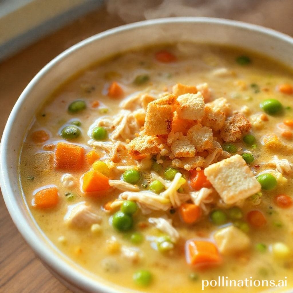 Plato de Crema de Verduras con Pollo y Picatostes