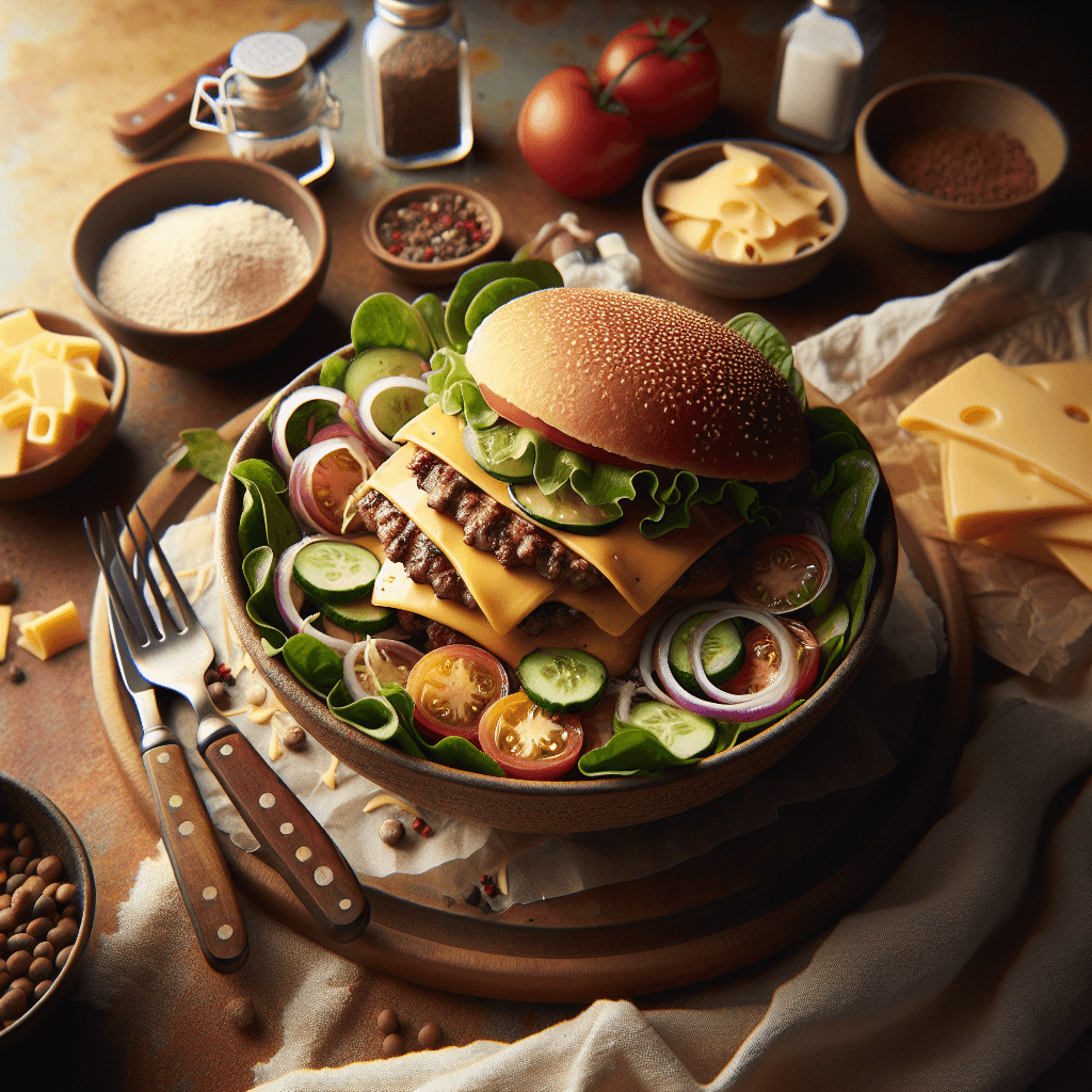 Plato de Ensalada de Cheeseburger