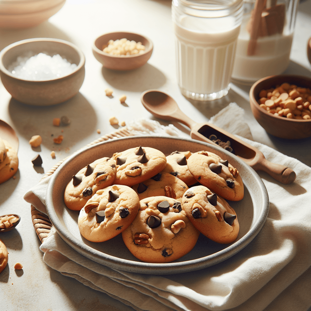 Plato de Galletas de Mantequilla con Nueces y Pepitas de Chocolate