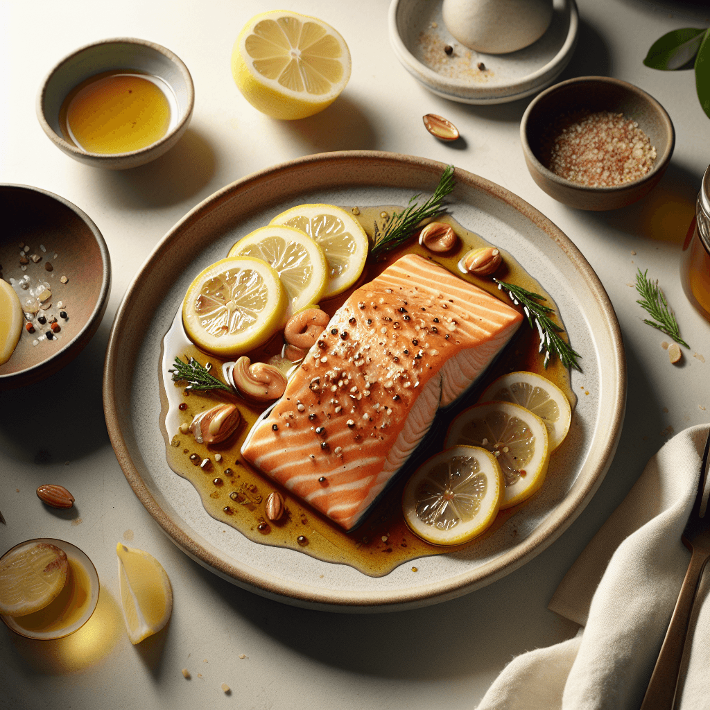 Plato de Salmón en Salsa de Miel y Limón