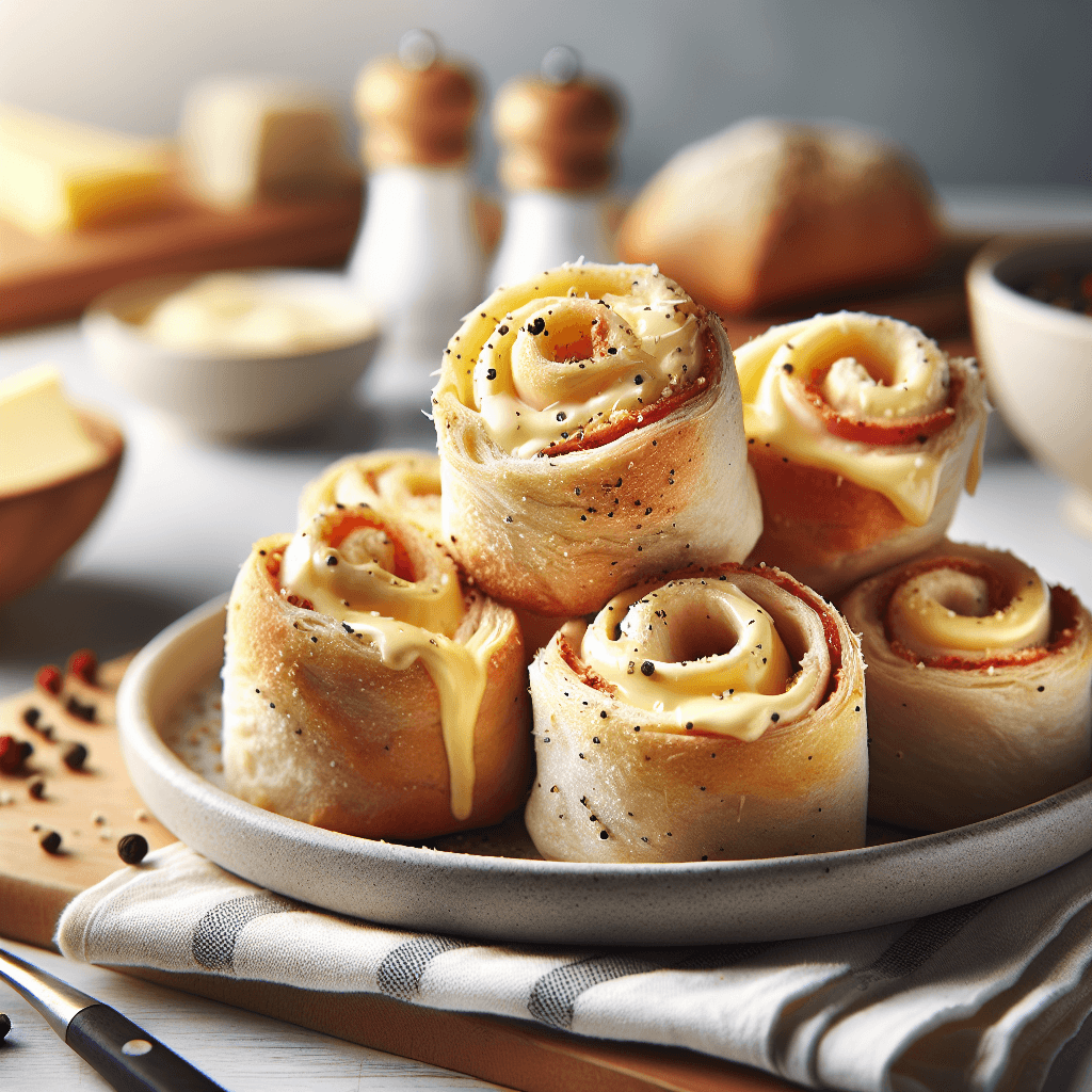Plato de Rollos de pimiento y queso crema irresistibles