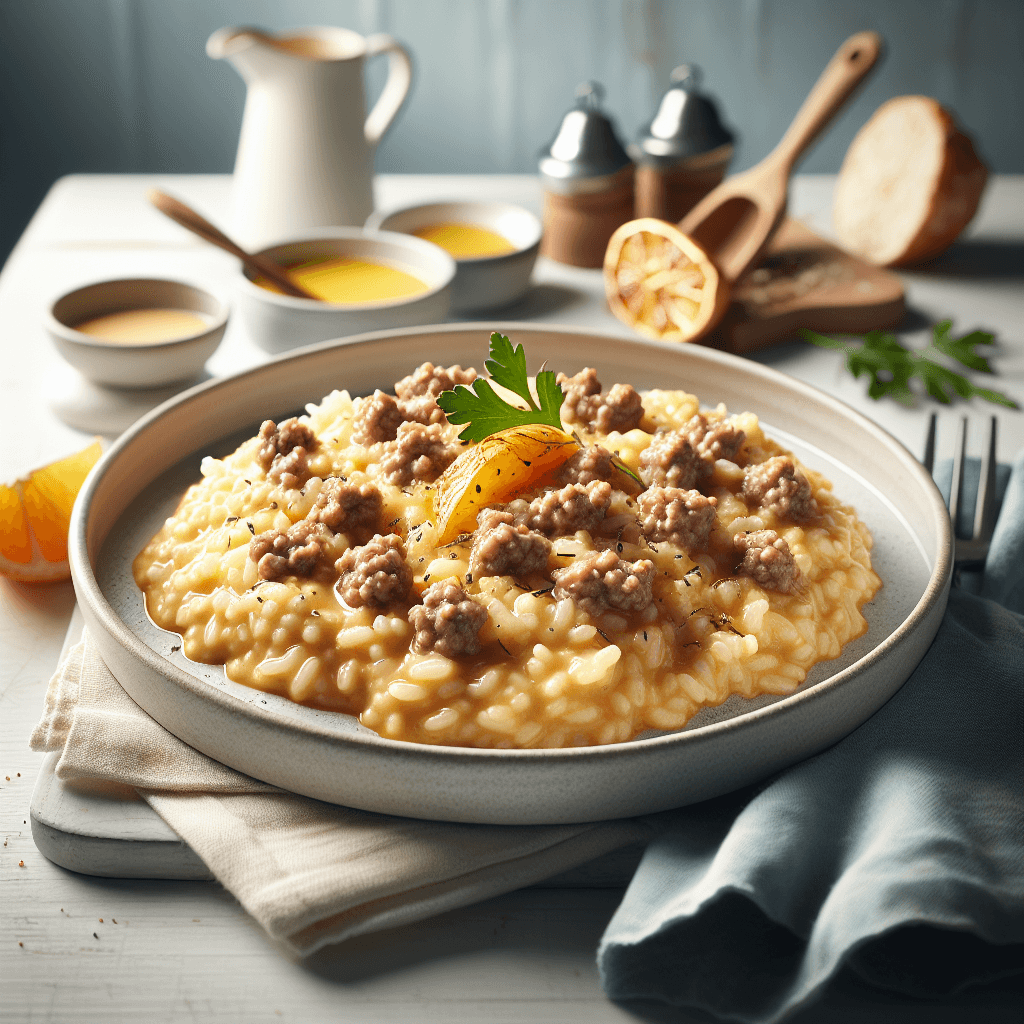 Plato de Risotto cremoso con carne picada que te sorprenderá
