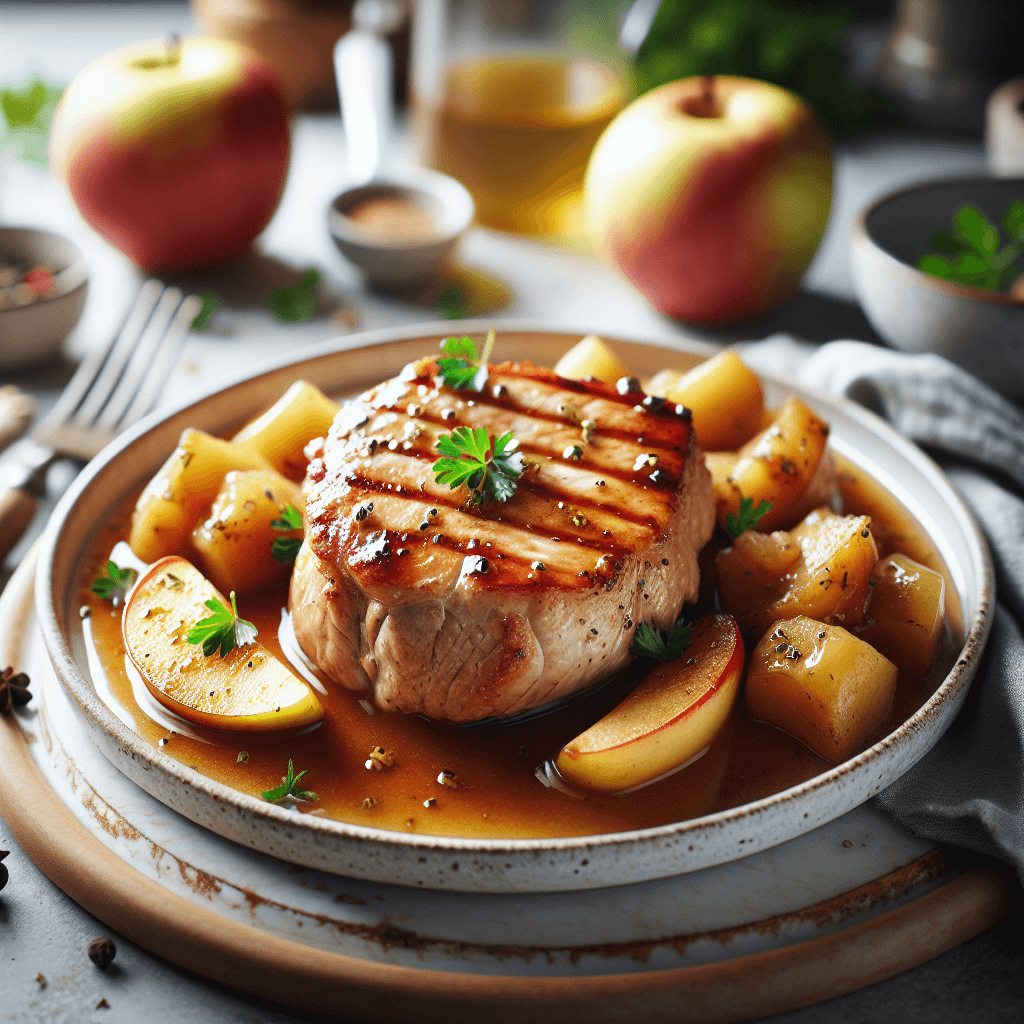 Plato de Solomillo de cerdo jugoso en salsa de manzana