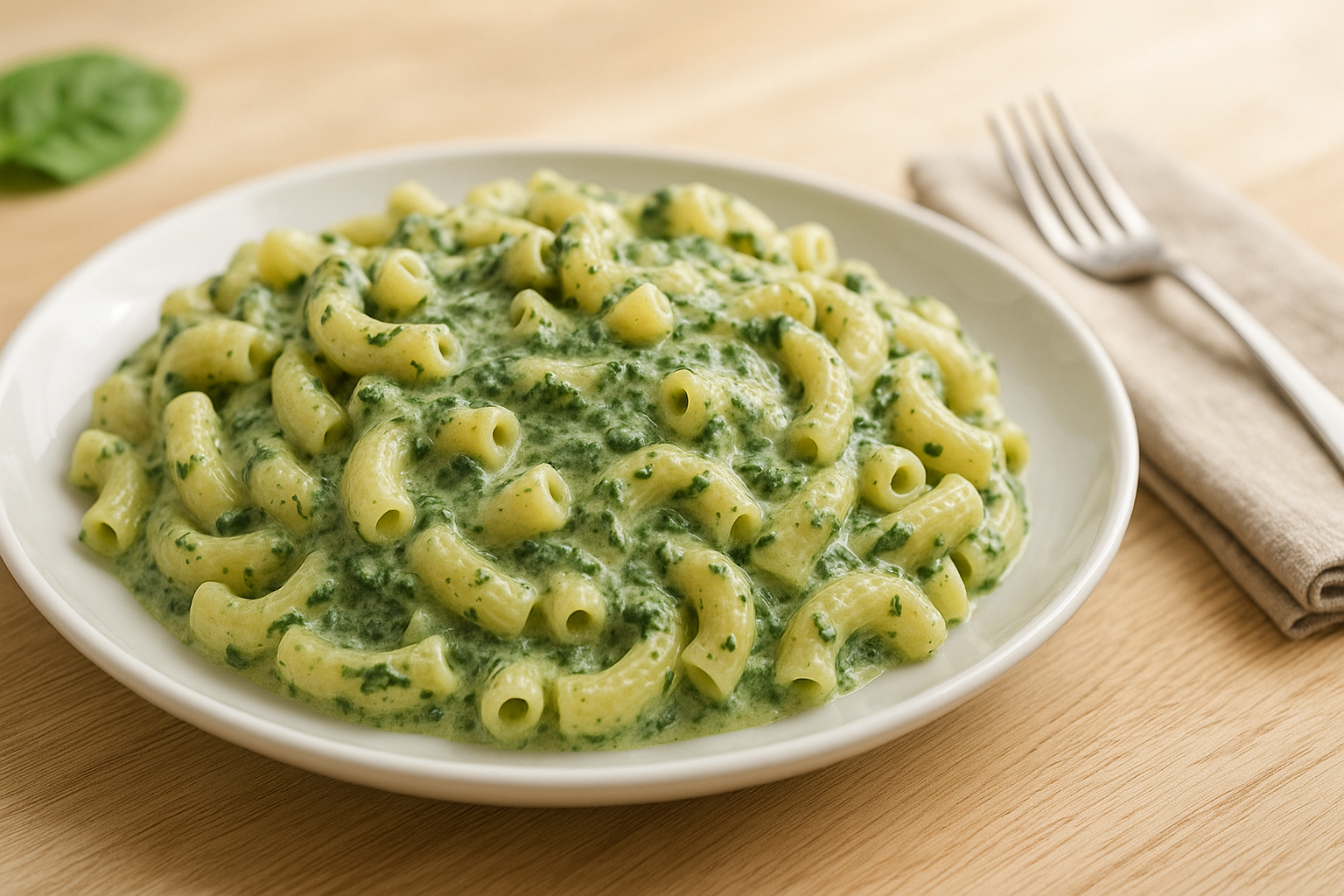 Macarrones con Salsa de Espinacas Cremosa