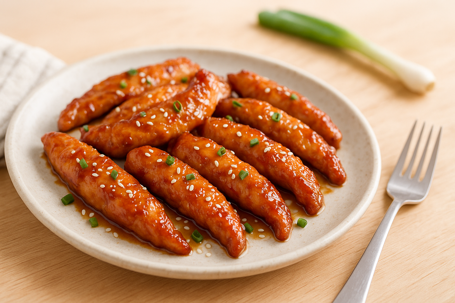 Tiras de pollo teriyaki irresistibles en freidora de aire