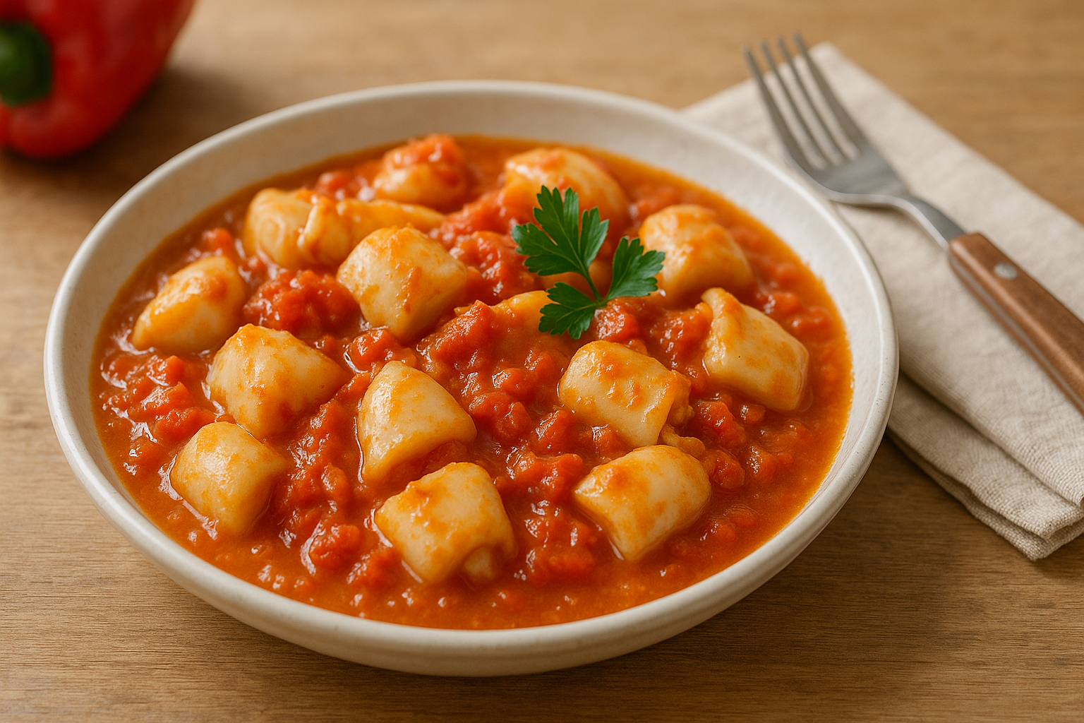 Sepia en Salsa de Pimientos que Sorprende