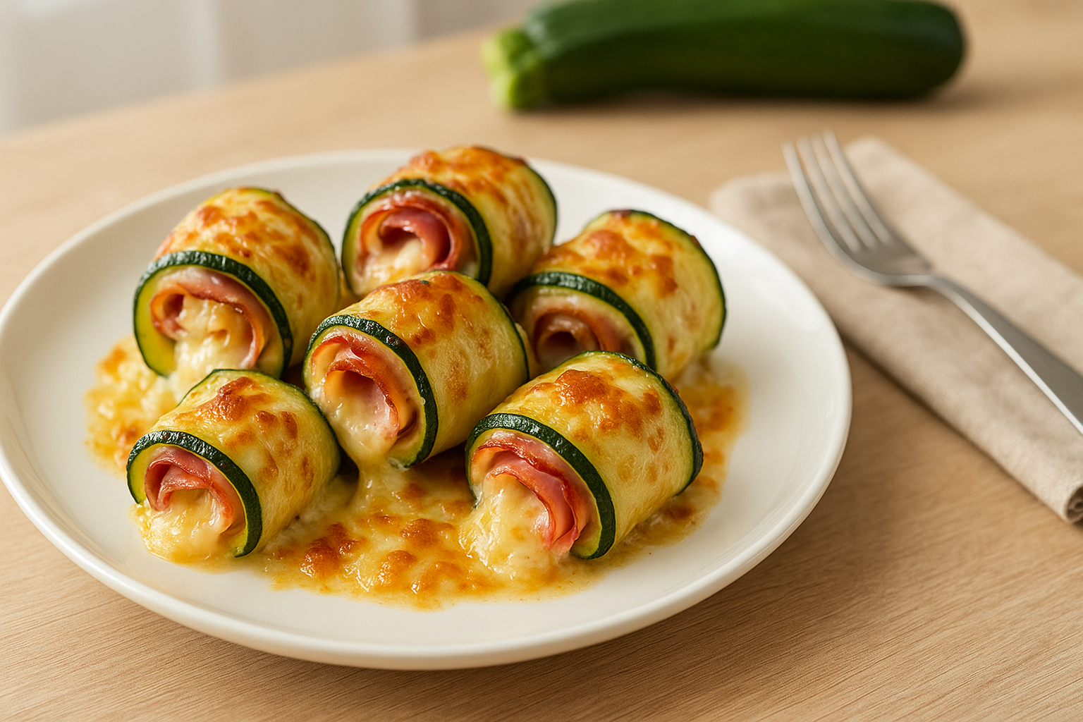 Rollitos de calabacín con jamón y queso irresistibles en air fryer