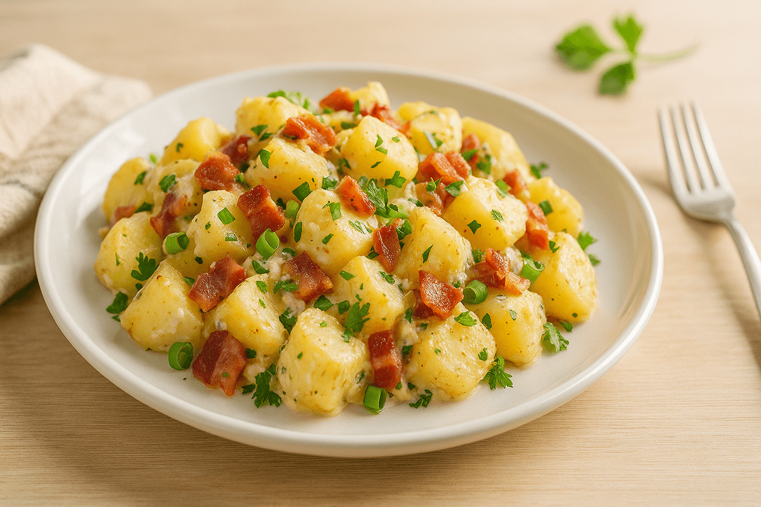 Plato de Ensalada de patatas rancheras que te conquistará