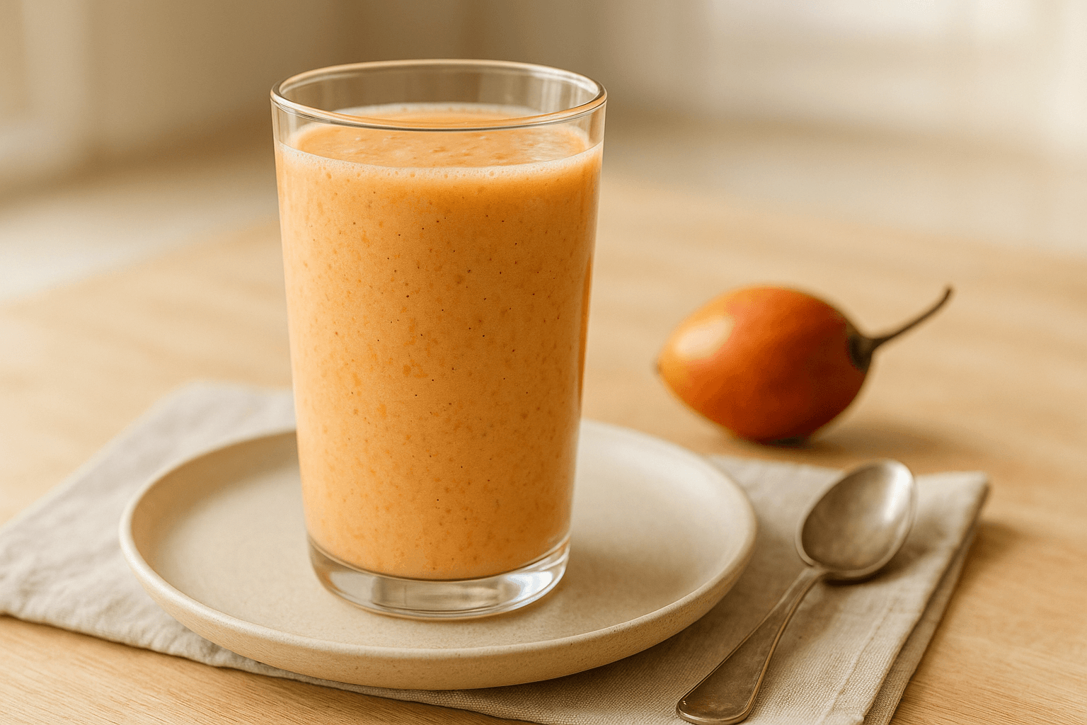 Plato de Refrescante Jugo de Tomate de Árbol con Leche