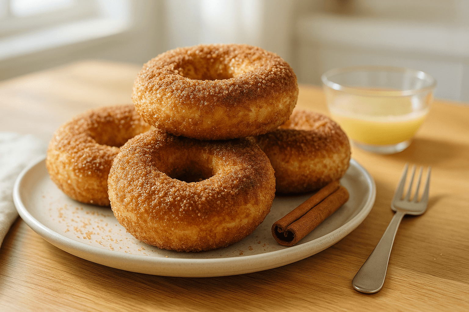 Plato de Bagels de Canela Crujientes en Freidora de Aire